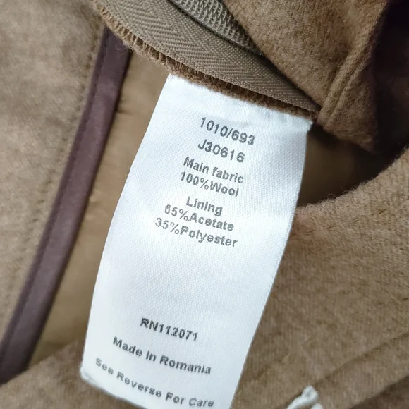 Jigsaw Brown Tan 100% Wool Wide Leg Trousers Size 10 - Picture 5 of 8